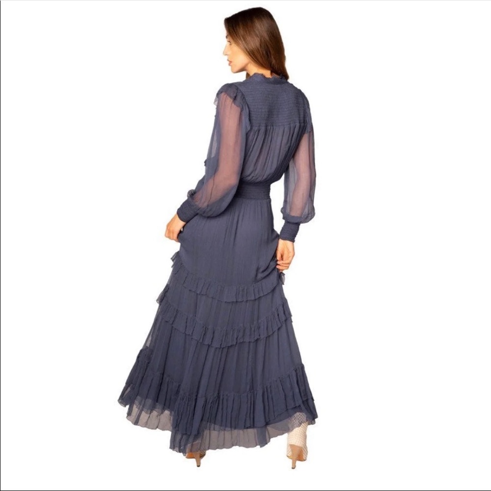 Allison New York Smocked Long Sleeve Tiered Balloon Sleeve Ruffle Boho Dress